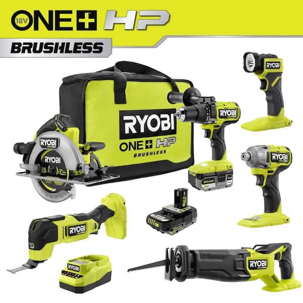ONE+ 18V Cordless 6-Tool Combo Kit with (2) Batteries, Charger, Accessories, and Tool Bag