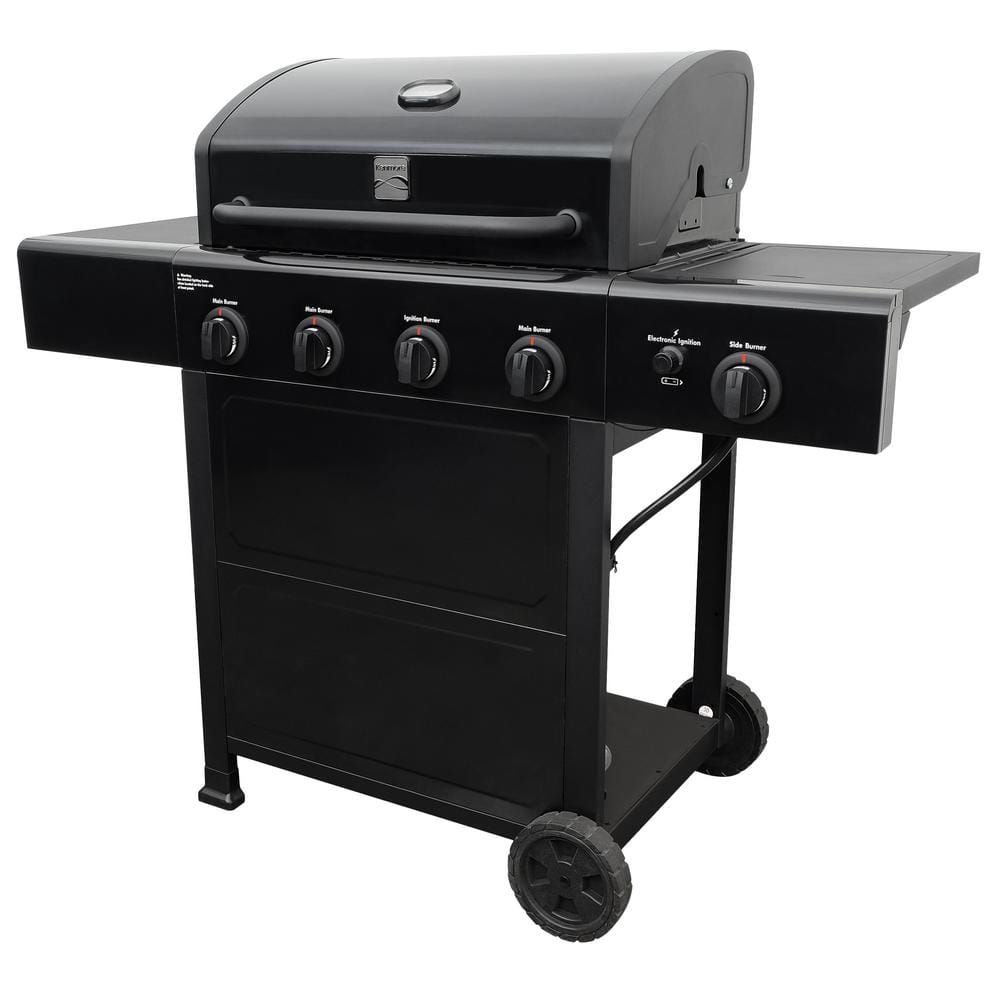Kenmore Black 4-Burner Propane Gas Grill with Side Burner