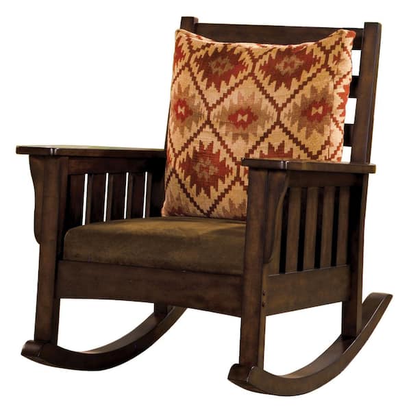 Venetian Worldwide Morrisville Dark Oak Wood Rocking Arm Chair