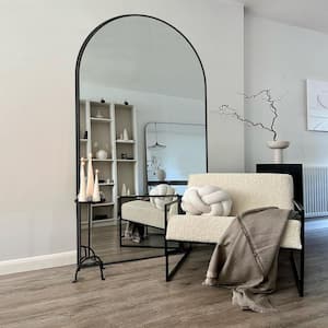 32 in. W x 71.2 in. H Modern Arched Aluminum Frame Black Standing/Floor Standing Full-length Mirror