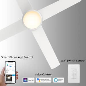 Nova II 48 in. Integrated LED Indoor White Smart Ceiling Fan with Light Kit & Wall Control, Works with Alexa/Google Home
