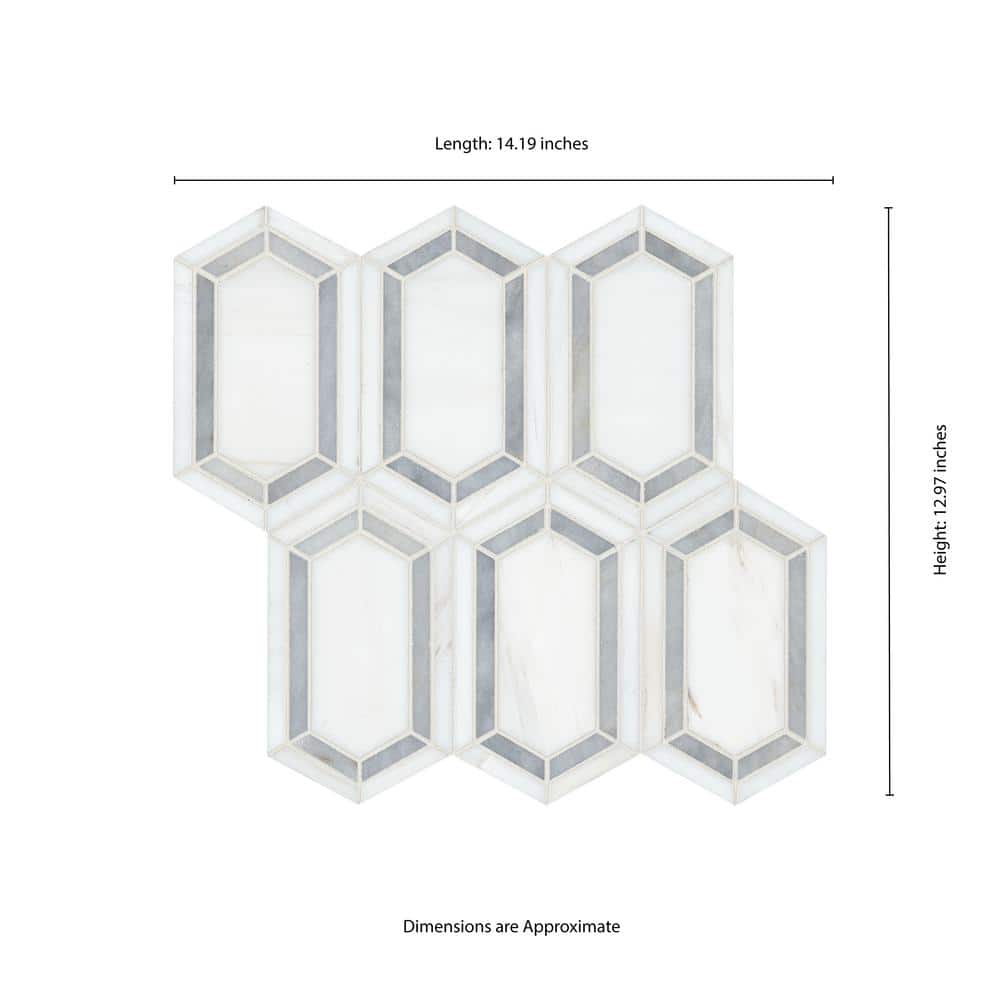 12x12 White and Brown Marble Mosaic Tile Pack