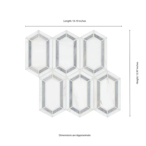 Pavilion Picket 12 in x 12 in. x 10 mm Polished Marble Mesh-Mounted Mosaic Tile ( 10 sq. ft. / case ) Pavilion Picket 12 in x 12 in. x 10 mm Polished Marble Mesh-Mounted Mosaic Tile ( 10 sq. ft. / case )