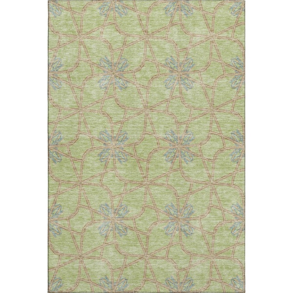 Mayfield Premium Machine Washable Abstract AMF958 Aloe 10 ft. x 14 ft. Area Rug