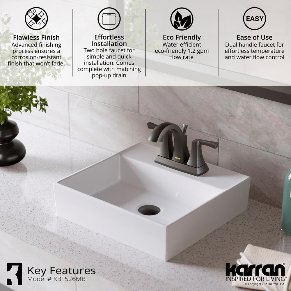 Matte Black Brass 2-Handle Centerset Bathroom Faucet