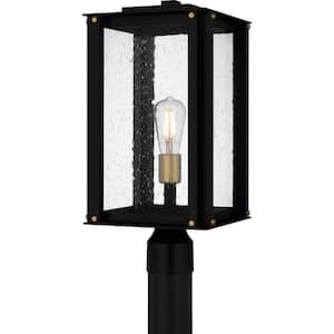Robbins 1-Light Matte Black Aluminum Hardwired Outdoor Marine Grade Post Light with No Bulbs Included