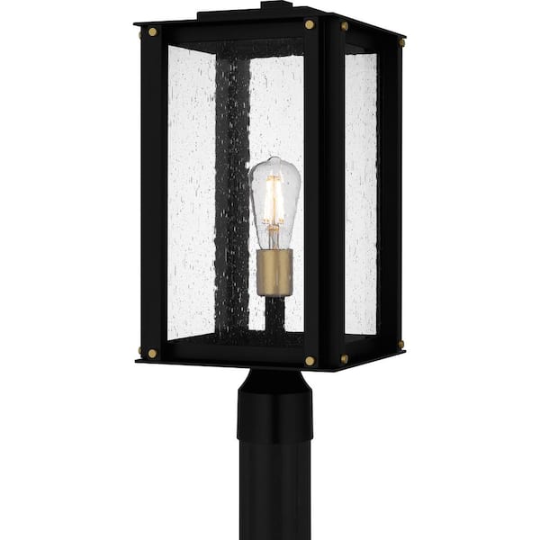 Quoizel Robbins 1-Light Matte Black Aluminum Hardwired Outdoor Marine Grade Post Light with No Bulbs Included