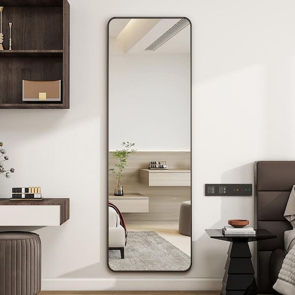 Morden Black 20 in. W x 60 in. H Rectangle Aluminum Alloy Frame Full Length Standing Mirror