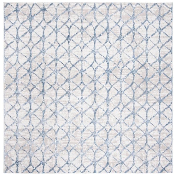 SAFAVIEH Amelia Gray/Blue 9 ft. x 9 ft. Interlaced Geometric Square Area Rug