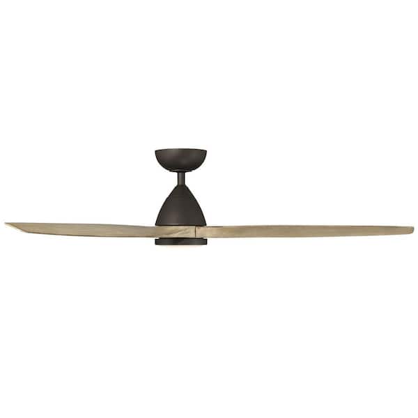 Skylark 62 in. 3-Blade Smart Indoor/Outdoor Bronze/white Oak Downrod Mount Ceiling Fan 4CCT LED Remote Included
