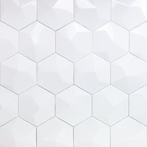 Bethlehem 3D Hexagon White 5.9 in. x 6.96 in. Polished Ceramic Wall Tile (5.4 sq. ft. / Case)