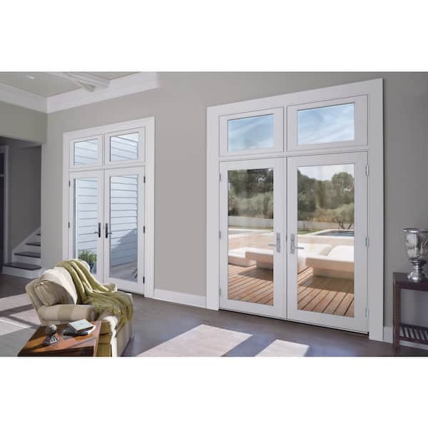 60 in. x 80 in. W-5500 White Clad Wood Right-Hand Full Lite French Patio Door w/White Paint Interior