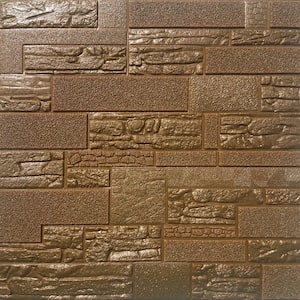 Falkirk Jura II 28 in. x 28 in. Peel & Stick Antique Bronze Brown Faux Bricks PE Foam Decorative Wall Paneling (10-Pack)