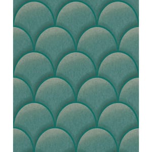 3 Dimensional Metallic Hills Wallpaper Green Paper Strippable Roll (Covers 57 sq. ft.)