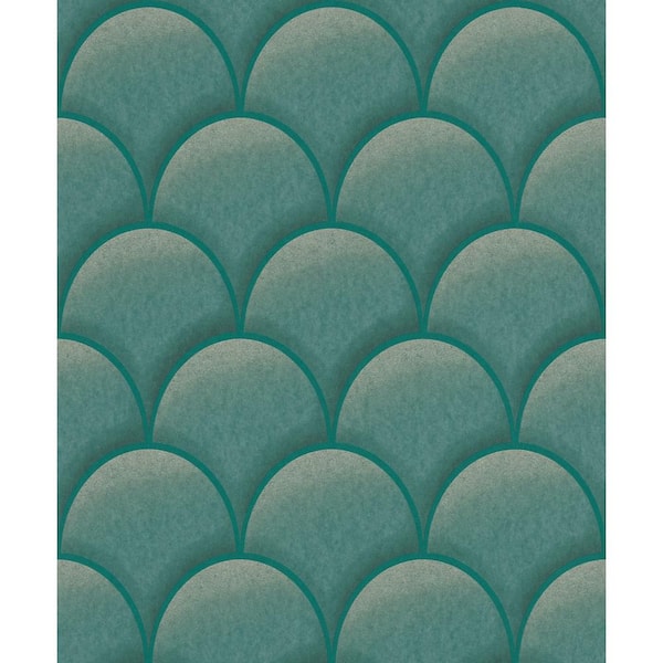 Walls Republic 3 Dimensional Metallic Hills Wallpaper Green Paper Strippable Roll (Covers 57 sq. ft.)