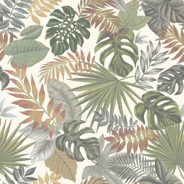 RoomMates 28.29 sq. ft. Palm Frond Toss Peel and Stick Wallpaper