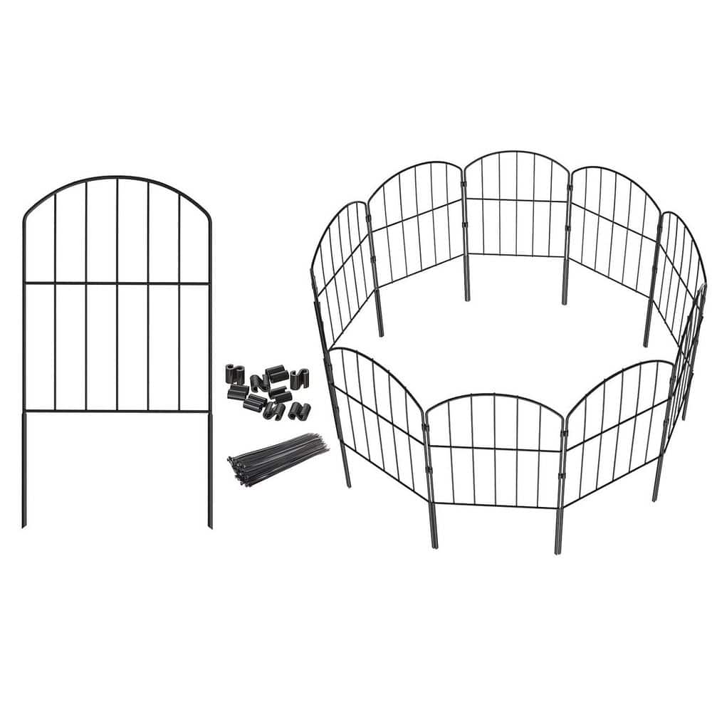 24 in. Metal Decorative Garden Fence Animal Barrier 10 ft. Total No Dig Fence Panels Black for Flower Bed Patio price history on PriceWatchPro