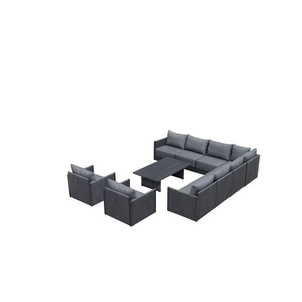 PURPLE LEAF 10 Pieces Patio Conversation Sets with Coffee Table