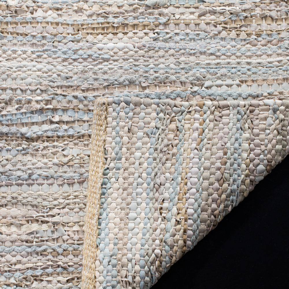 Beige Handwoven Genuine Leather Flatweave Area Rug