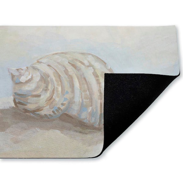 Rounded Seashell on Shore Beige 18 in. x 30 in. Polyester Non-Slip Outdoor Door Mat