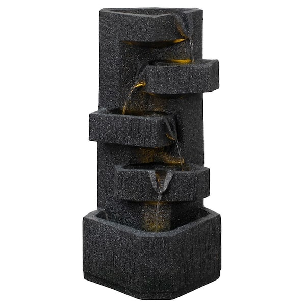 SereneFlow 20in. Electric Cascade Waterfall Fountain with LED Light and Soothing Water Sound