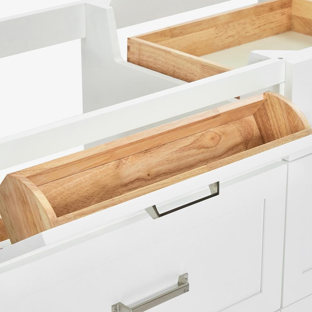 Monroe 72" White Solid Wood Double Freestanding Bathroom Vanity