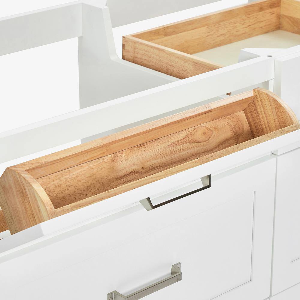 Monroe 72" White Solid Wood Double Freestanding Bathroom Vanity