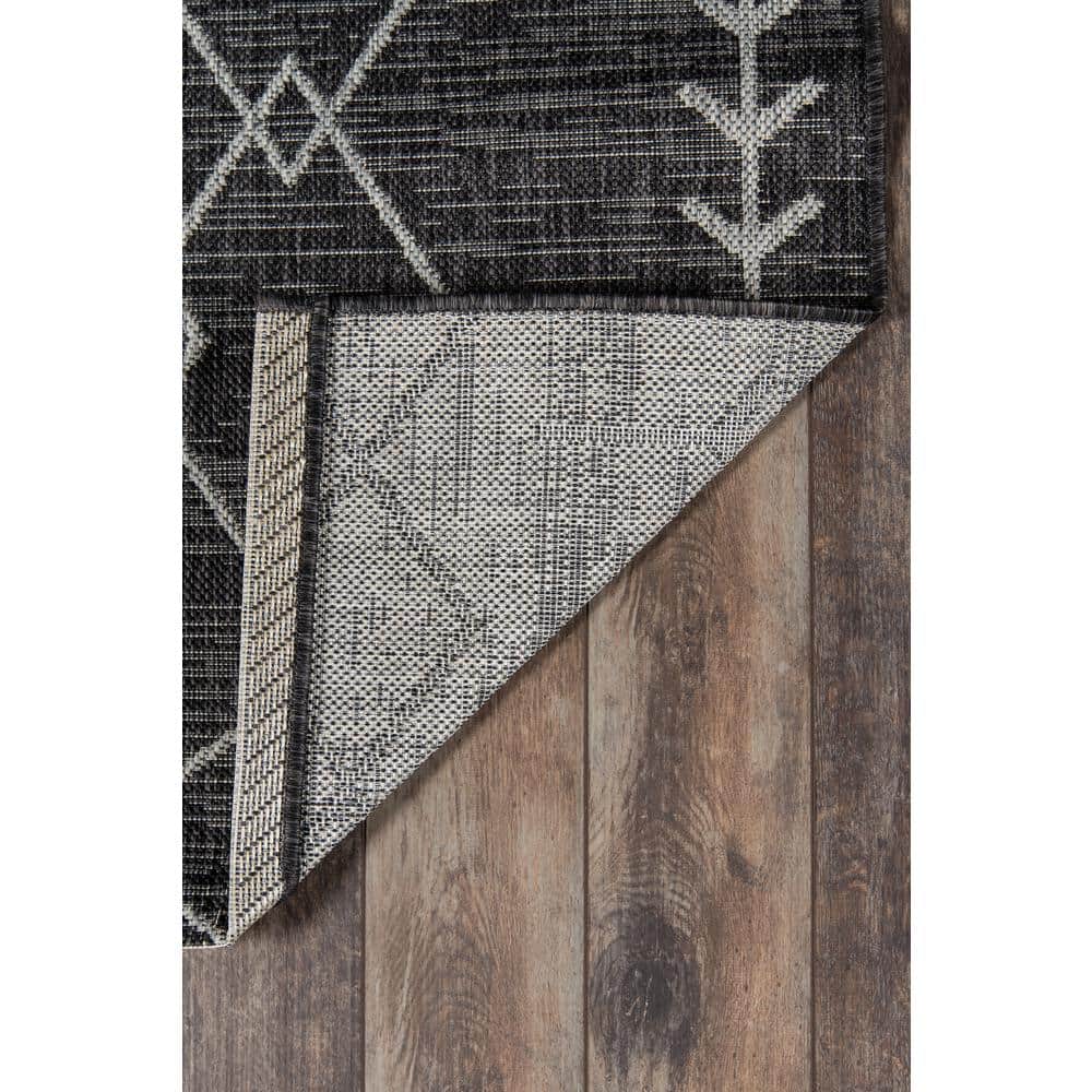 Charcoal Geometric Washable Synthetic Runner Rug 2' x 6'