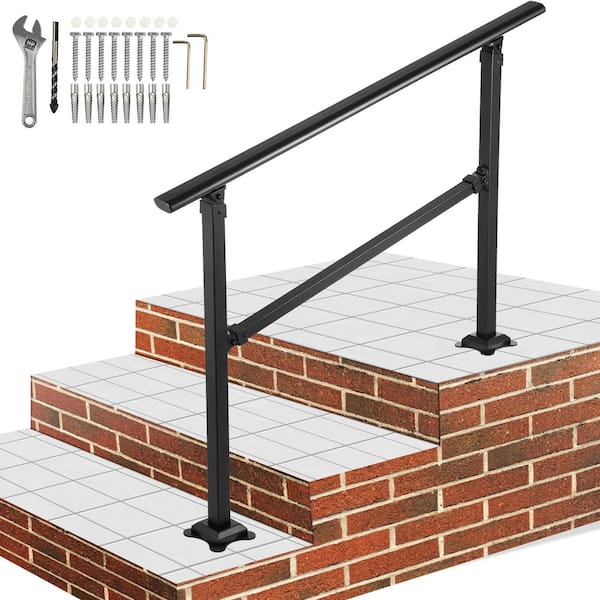 VEVOR Wrought Iron Handrail Rail Adjustable Garden Metal Stairs 1 to 3 Steps 