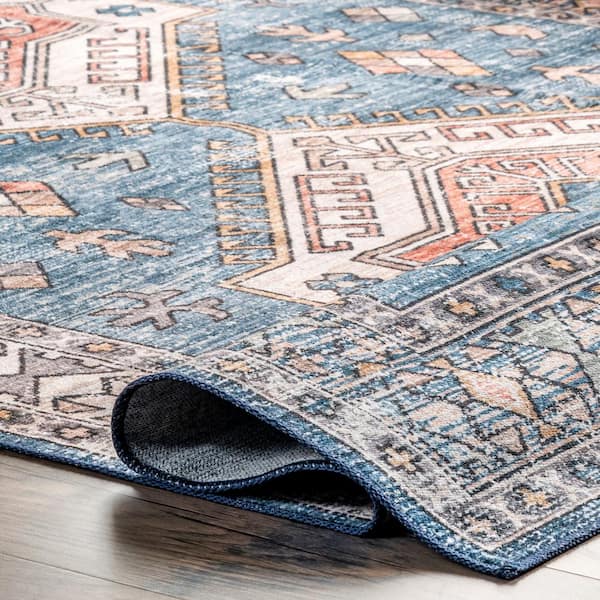 Mara Knotted Rug Large Blue & Off White - ferm LIVING - Courthouse