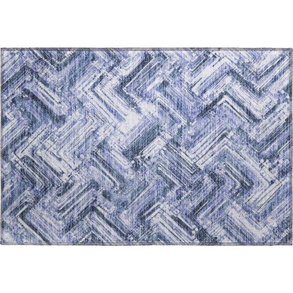 Mayfield Premium Machine Washable Indoor/Outdoor Geometric AMF630 Blue 1 ft. 8 in. x 2 ft. 6 in. Area Rug