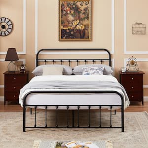 Queen Bed Frame with Headboard, Heavy Duty Platform Bed Frame, No Box Spring Needed, Under Bed Storage Space, 60.9 in. W
