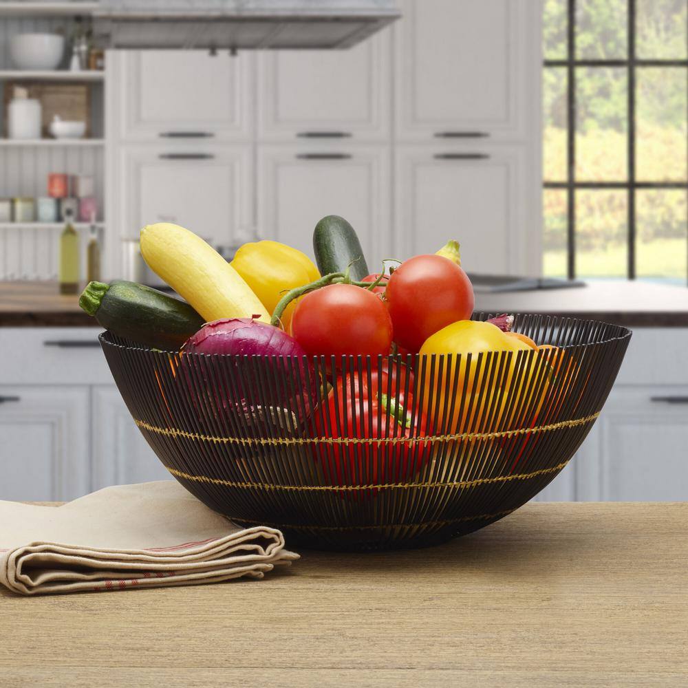 Black and Gold Iron Round Centerpiece Fruit Basket