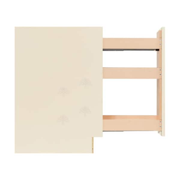 LIFEART CABINETRY Oxford Assembled 6 in. x 34.5 in. x 24 in. Base Spice Drawer Cabinet with Raised-Panel Door Style in Creamy White