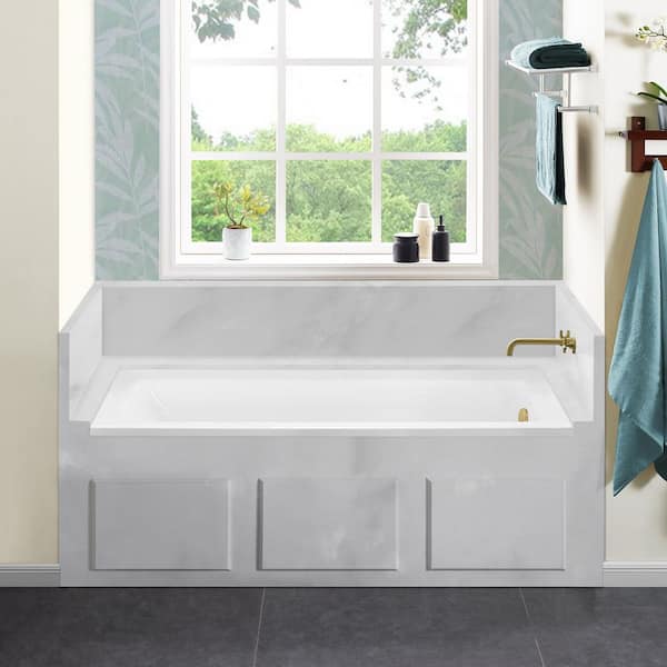 Voltaire 60 x 30 in. Acrylic Right-Hand Drain with Integral Tile Flange Rectangular Drop-in Bathtub in white