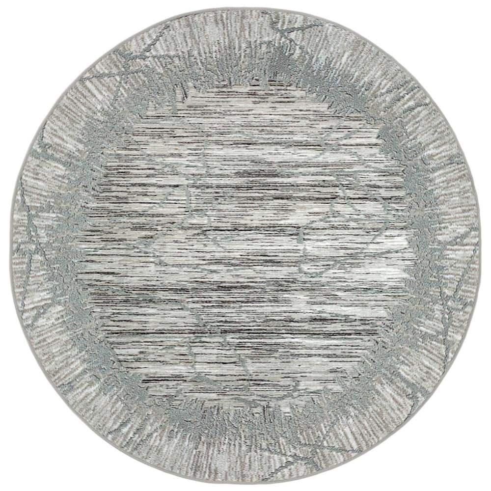 Davide 1229 Transitional Crackled Grey 8 ft. x 8 ft. Round Area Rug