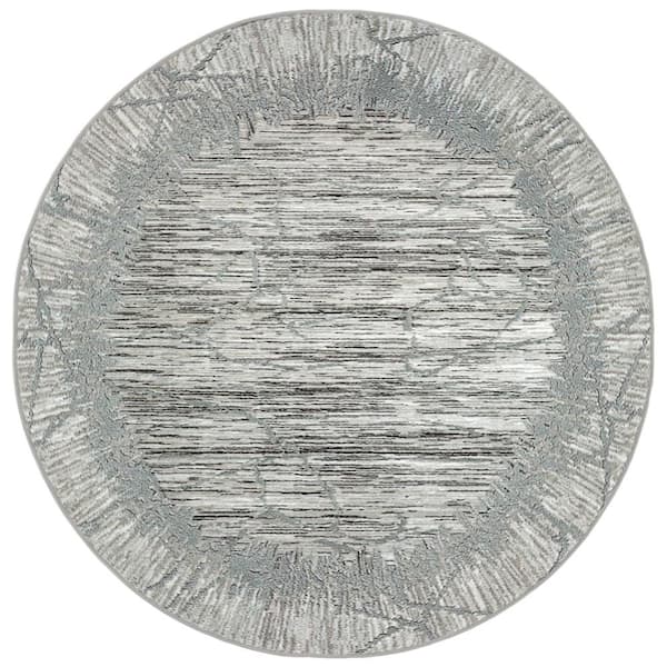 RADICI USA Davide 1229 Transitional Crackled Grey 8 ft. x 8 ft. Round Area Rug