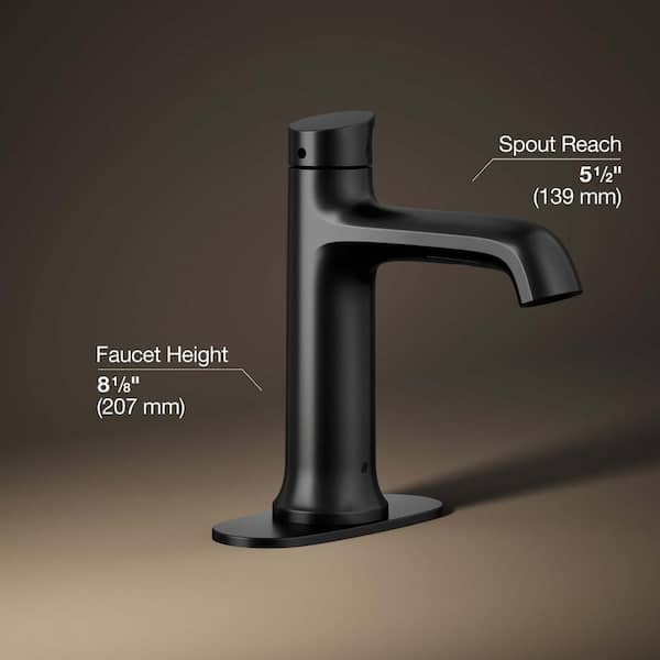 KOHLER Mistos Battery Powered Touchless Single Hole Bathroom Faucet in Matte Black
