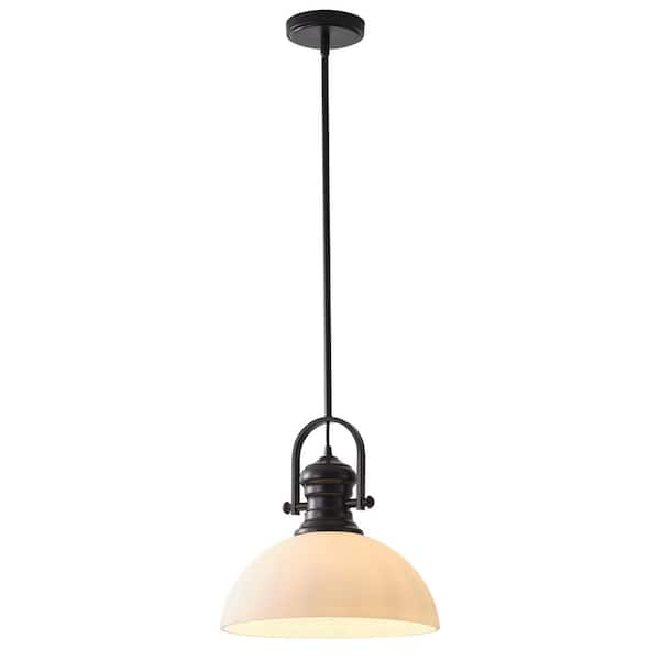 aiwen 1-Light Modern White Pendant Light Ceiling Hanging Light with Glass Shade