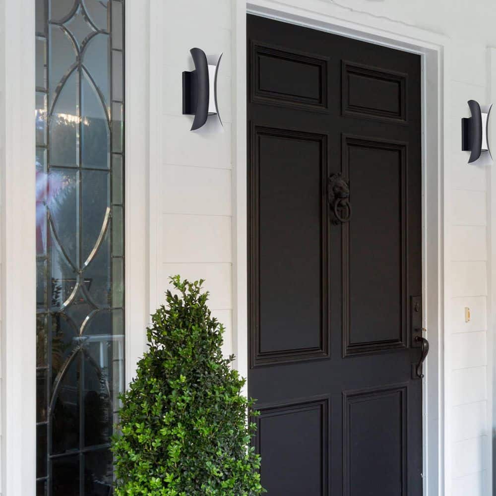 Contemporary Hourglass LED Outdoor Wall Sconce in Black and White