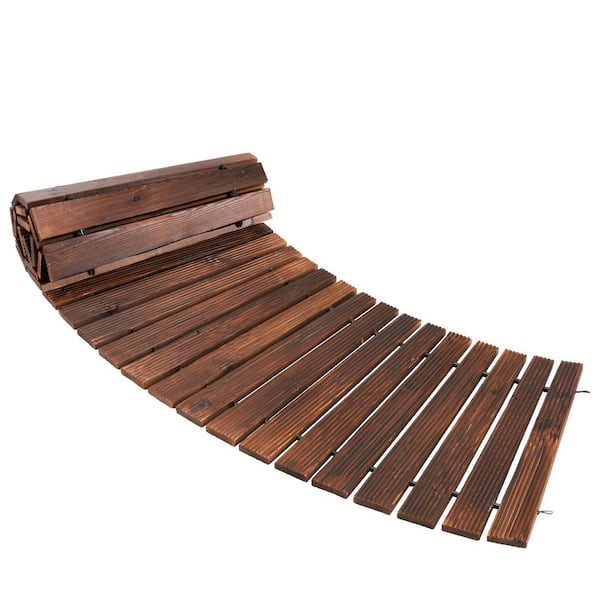18 in. W x 8 ft. L x 0.04 in.H Wooden Curved Garden Pathway, Cedar Roll Out Walkway Edging, Decorative Floor, Dark Brown