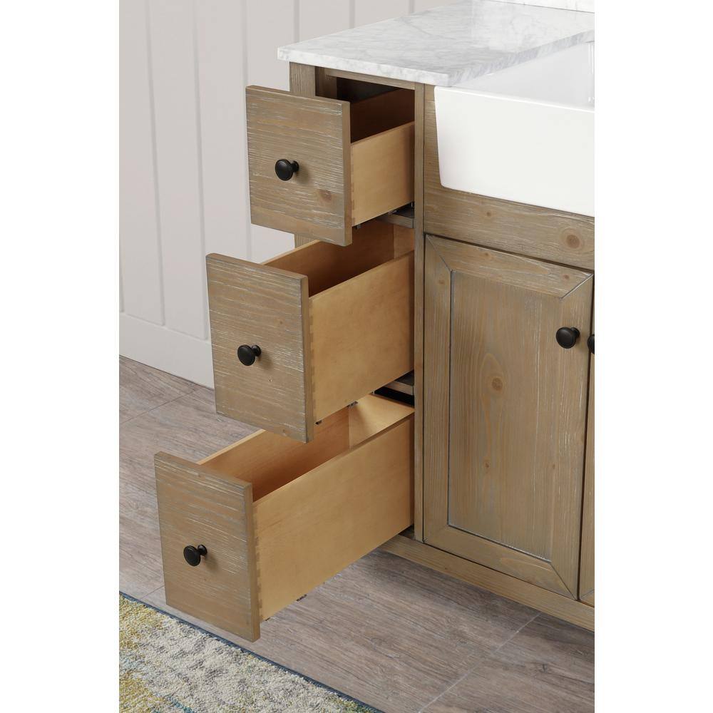 Sally 42'' Weathered Fir Bathroom Vanity with Marble Top