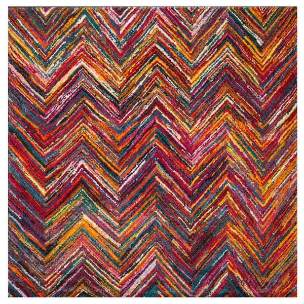 SAFAVIEH Aruba Multi 7 ft. x 7 ft. Square Chevron Area Rug