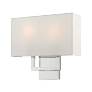 Pierson 13 in. Polished Chrome Sconce with Off-White Fabric Shade