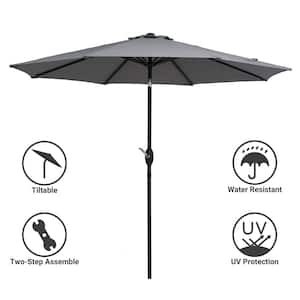 9 ft. Patio Market Crank and Tilt Umbrellas, Table Umbrellas,UV-Resistant Canopy in Gray