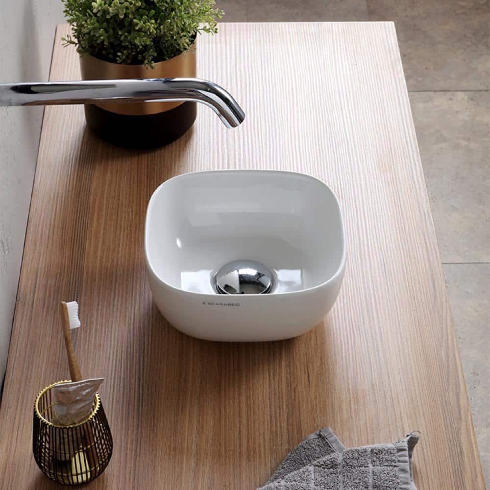 8.9'' White Ceramic Round Vessel Bathroom Sink