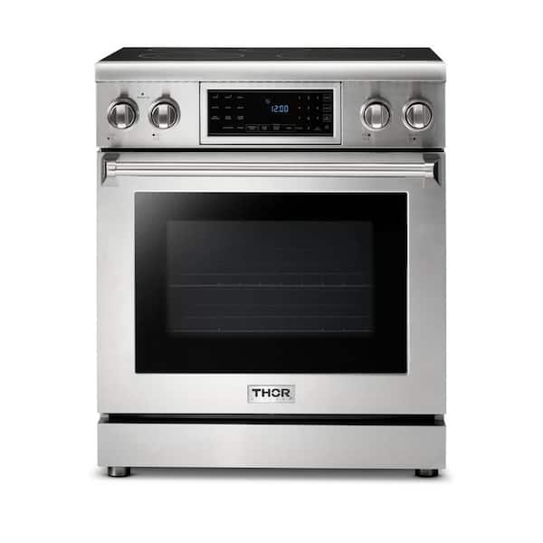 Thor Kitchen Tilt Panel 30 in. 5 Elements Freestanding Electric Range with Self-Cleaning Air Fry Convection Oven in Stainless Steel