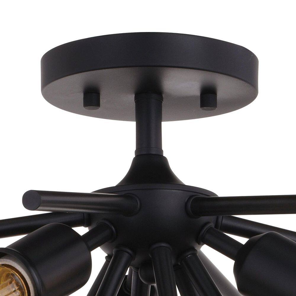 Matte Black Sputnik Semi-Flush Mount with Edison Filament Bulbs