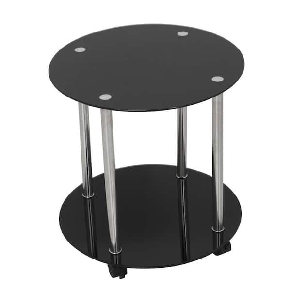 Avf Black Glass And Chrome 2 Tier, Black Glass And Chrome Lamp Table
