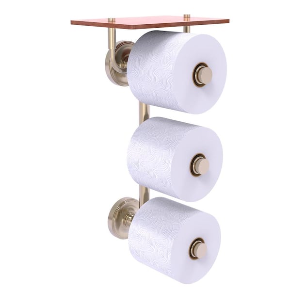 Prestige Regal Collection Wall Mounted Toilet Paper Holder in Antique Pewter with Wood Shelf